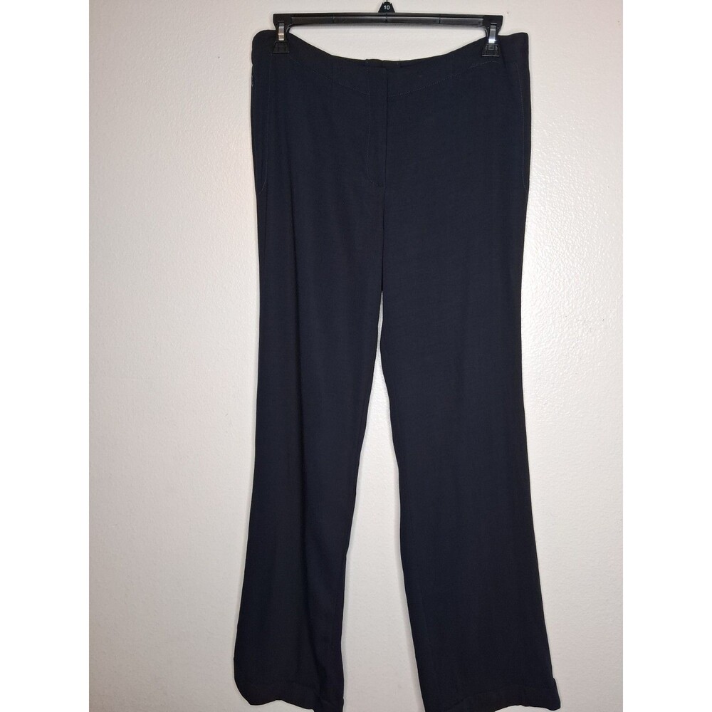 Escada Womens Navy Blue Virgin Wool Stretch Pants Size 44 Office Career